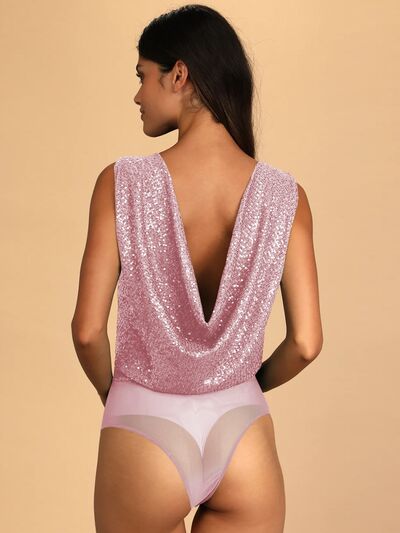 Everleigh Sequin Surplice Sleeveless Bodysuit