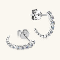 Kiara Inlaid Moissanite 925 Sterling Silver C-Hoop Earrings