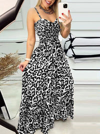 Amira Leopard Sweetheart Neck Cami Dress