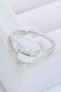 Natural Moonstone Platinum-Plated Ring