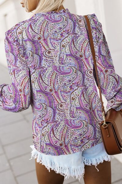 Reagan Printed Frill Flounce Sleeve Shirt