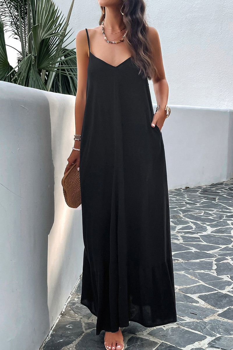 Dakota Backless Maxi Cami Dress with Pockets