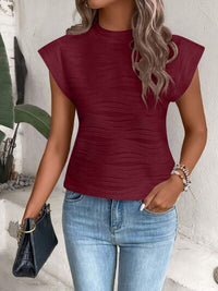 Emery Mock Neck Cap Sleeve T-Shirt