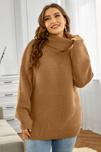 Horizontal Ribbing Turtleneck Sweater