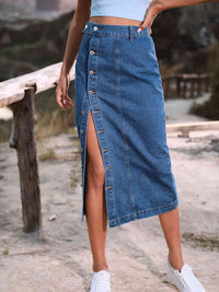 Madelyn Button Down Denim Skirt