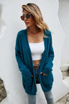 Open Front Openwork Fuzzy Cardigan with Pockets