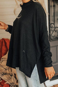 Evelyn Cowl Neck Long Sleeve Slit Blouse