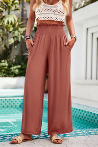 Lyla Smocked Wide Leg Pants with Pockets