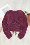 Blake Drawstring V-Neck Balloon Sleeve Blouse