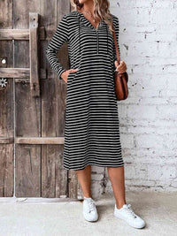 Casey Striped Zip Front Hooded Dress