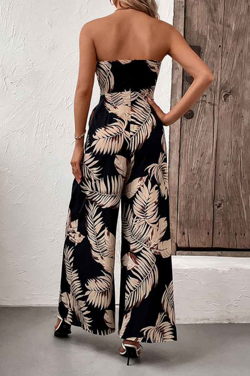 Flora Strapless Wide Leg Jumpsuit with Pockets