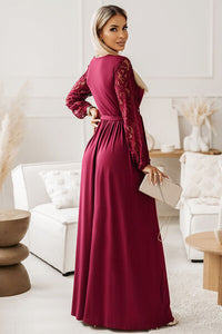 Camila Long Sleeved Lace Detail Maxi Dress