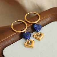 Nora Heart Shaped Lapis Lazuli Dangle Earrings