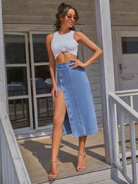 Madelyn Button Down Denim Skirt