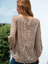 Printed V-Neck Balloon Sleeve Blouse