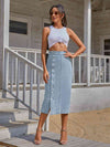 Madelyn Button Down Denim Skirt