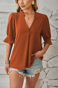 Kimberly Notched Half Sleeve T-Shirt