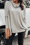 Evelyn Cowl Neck Long Sleeve Slit Blouse