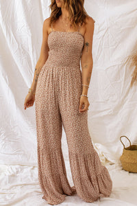 Avril Floral Wide Leg Jumpsuit - Camel