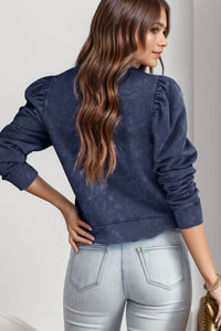 Daphne Round Neck Puff Sleeve Sweatshirt