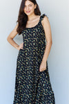 Amber Ruffle Floral Maxi Dress in  Black Yellow Floral