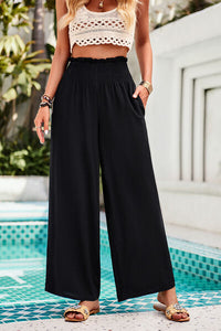 Lyla Smocked Wide Leg Pants with Pockets