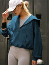 Josephine Half Zip Pocketed Dropped Shoulder Hoodie