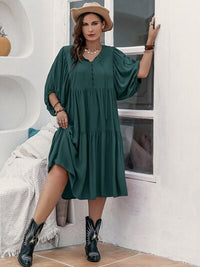 Ophelia Plus Size Balloon Sleeve Midi Dress