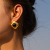 Zoey Stainless Steel Natural Black Onyx Earring