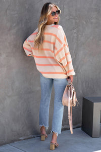 Teagan Striped Round Neck Dropped Shoulder Sweatshirt