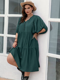 Ophelia Plus Size Balloon Sleeve Midi Dress