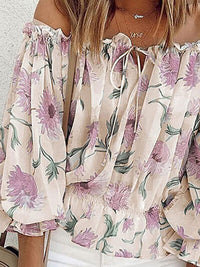 Anastasia Floral Off-Shoulder Flounce Sleeve Blouse