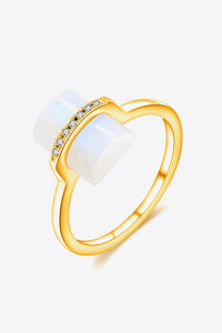 Natural Moonstone Platinum-Plated Ring