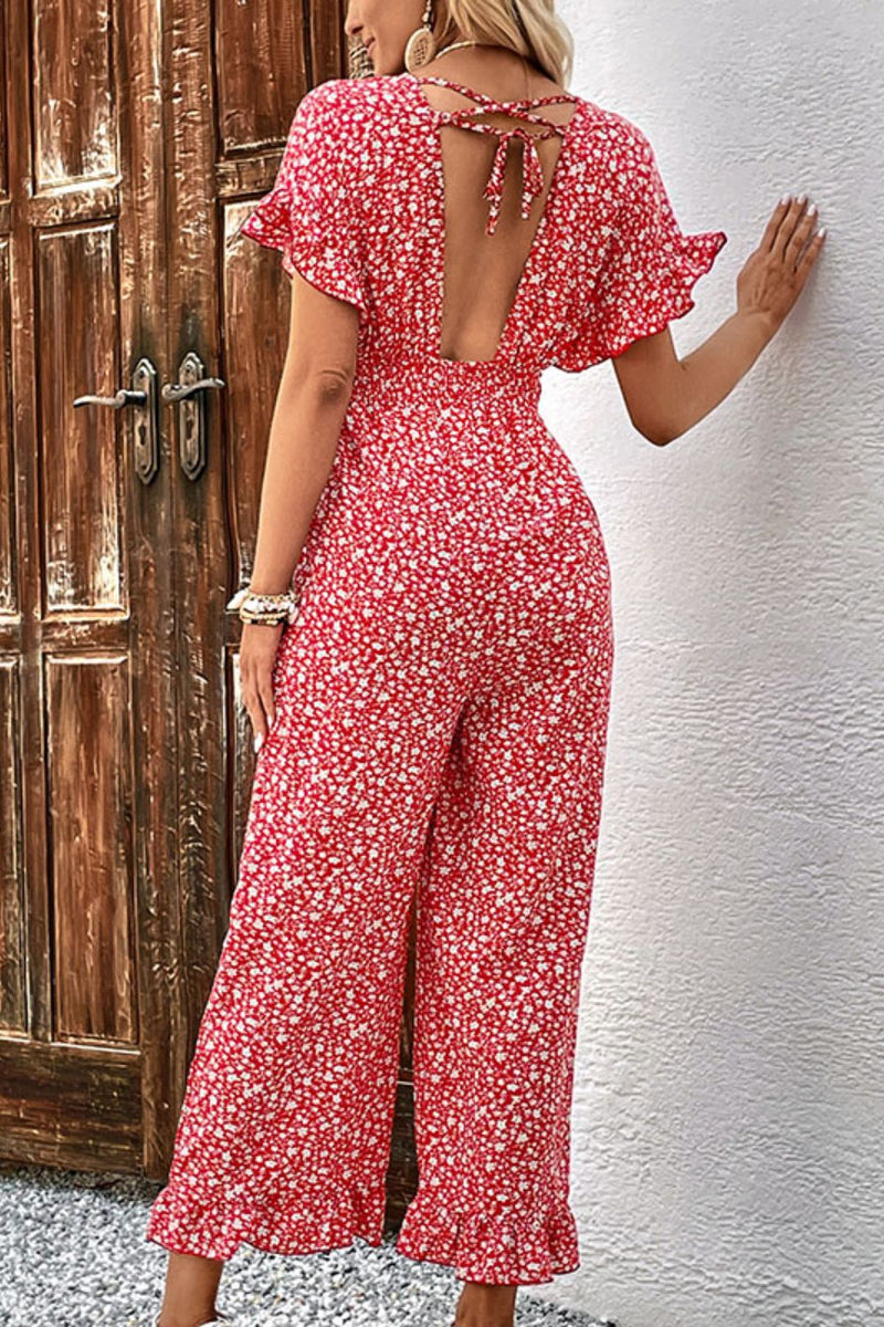 Taylor Printed Tie Back Ruffled Jumpsuit