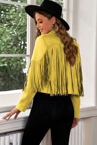 Gianna Fringe Trim Lapel Collar Cropped Blazer