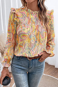 Reagan Printed Frill Flounce Sleeve Shirt