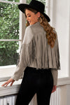 Gianna Fringe Trim Lapel Collar Cropped Blazer