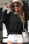 Cody Exposed Seam Half Button Long Sweatshirt