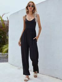 Adjustable Spaghetti Strap Jumpsuit with Pockets