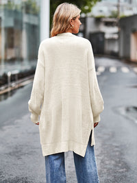 Long Sleeve Waffle-Knit Cardigan