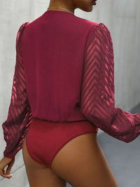 Londyn Ruched Surplice Long Sleeve Bodysuit